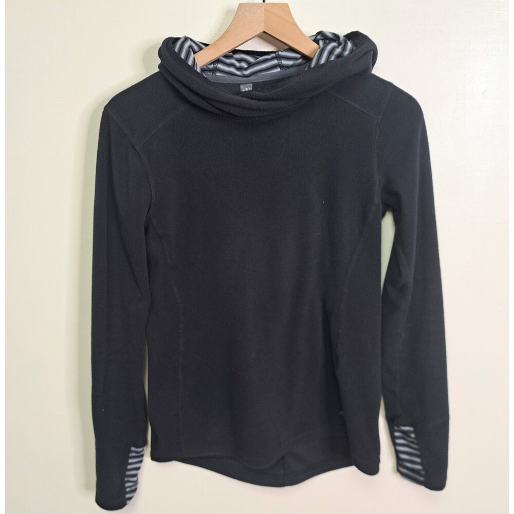 Mountain Hardwear Fleece Hooded Sweater Hoodie Drawstring Black Womens XS